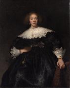 REMBRANDT Harmenszoon van Rijn Portrait of a woman with a fan (mk33) Sweden oil painting reproduction